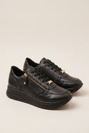 Wedge Sneakers Side Zip - Black Matte