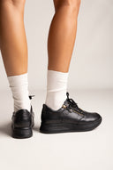 Wedge Sneakers με πλαϊνό φερμουάρ - Μαύρο Ματ