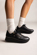Wedge Sneakers με πλαϊνό φερμουάρ - Μαύρο Ματ