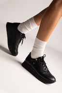 Wedge Sneakers με πλαϊνό φερμουάρ - Μαύρο Ματ
