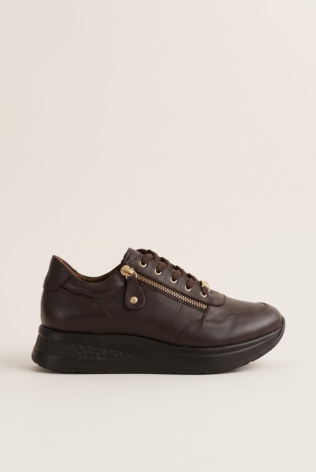 Wedge Sneakers Side Zip - Brown Matte