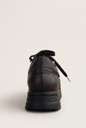 Wedge Sneakers Side Zip - Brown Matte