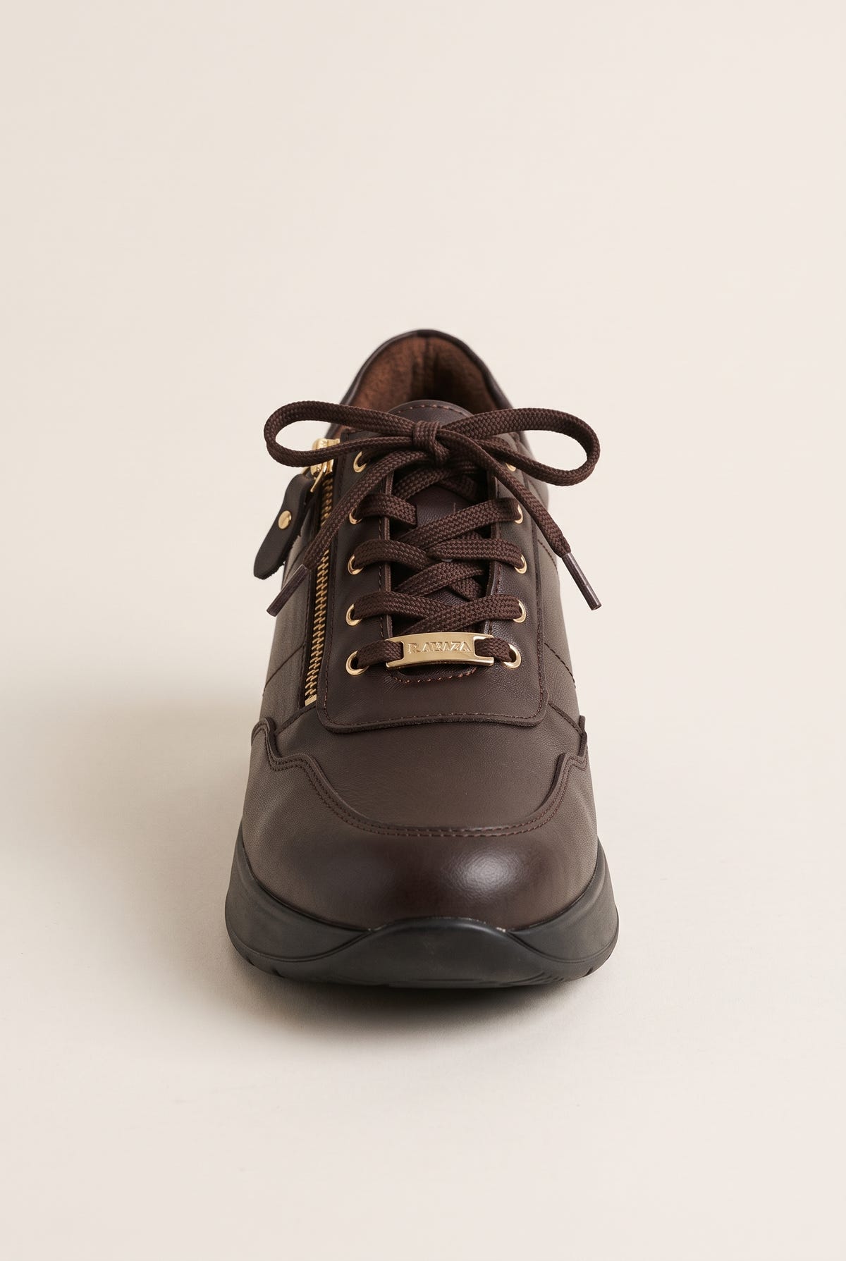 Wedge Sneakers Side Zip - Brown Matte