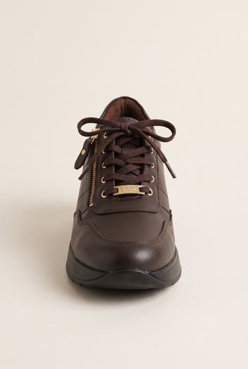 Wedge Sneakers Side Zip - Brown Matte