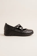 Flatform μπαλαρίνες με Velcro - Μαύρο Ματ