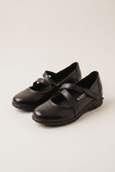 Flatform μπαλαρίνες με Velcro - Μαύρο Ματ