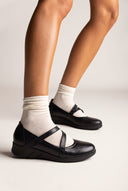Flatform μπαλαρίνες με Velcro - Μαύρο Ματ