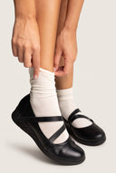 Flatform μπαλαρίνες με Velcro - Μαύρο Ματ