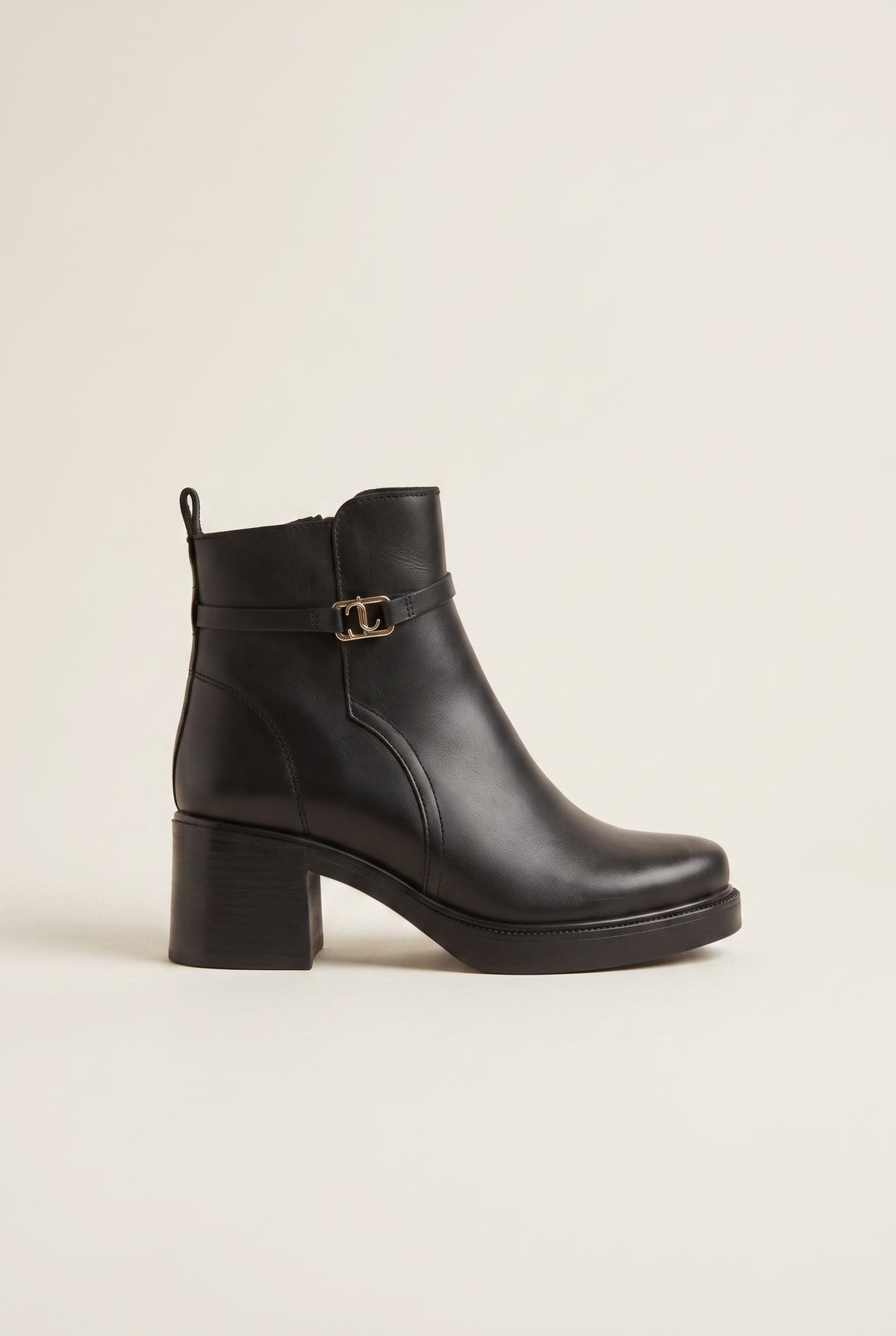 Stiefeletten mit Blockabsatz - Schwarz Matt