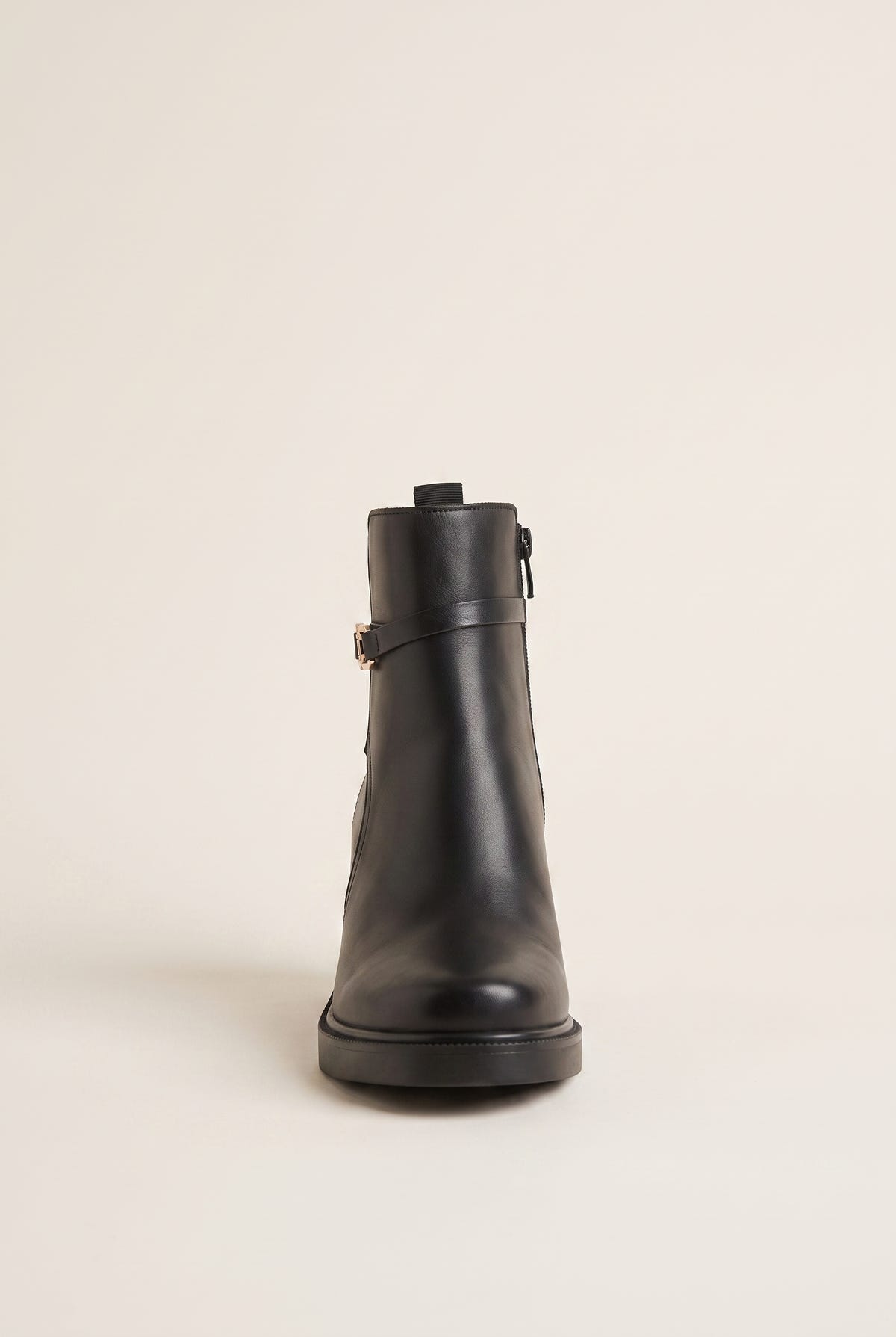 Stiefeletten mit Blockabsatz - Schwarz Matt