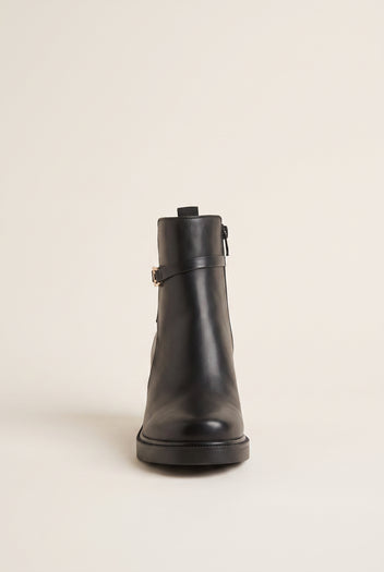 Stiefeletten mit Blockabsatz - Schwarz Matt