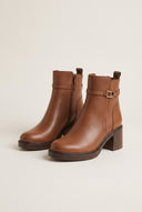 Ankle Boots Block Heel - Tan Matte