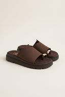 Flatform Toe Ring Sandals - Brown Suede