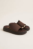 Flatform Toe Ring Sandals - Brown Suede