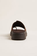 Flatform Toe Ring Sandals - Brown Suede