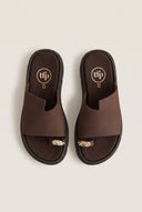 Flatform Toe Ring Sandals - Brown Suede