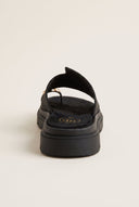 Flatform Toe Ring Sandals - Black Suede