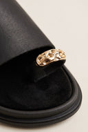 Flatform Toe Ring Sandals - Black Suede