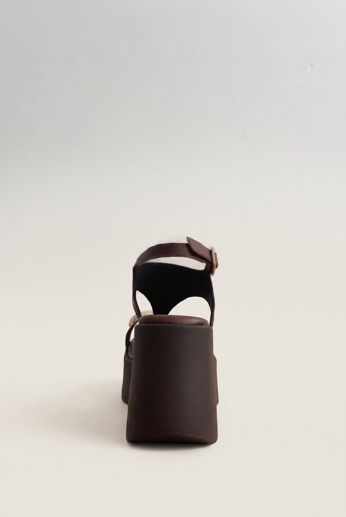 Wedge Toe Ring Sandals T-Strap - Brown Matte-Wedge Toe Ring Sandals T-Strap - Brown Matte