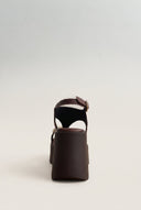 Wedge Toe Ring Sandals T-Strap - Brown Matte-Wedge Toe Ring Sandals T-Strap - Brown Matte