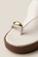 Wedge Toe Ring Sandals T-Strap - White Matte-Wedge Toe Ring Sandals T-Strap - White Matte