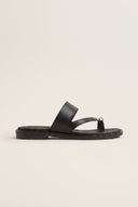 Toe Ring Sandals Studded Sole - Black Matte-Toe Ring Sandals Studded Sole - Black Matte