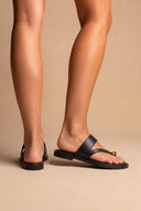 Toe Ring Sandals Studded Sole - Black Matte-Toe Ring Sandals Studded Sole - Black Matte