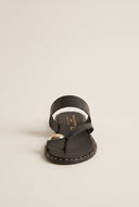 Toe Ring Sandals Studded Sole - Black Matte-Toe Ring Sandals Studded Sole - Black Matte