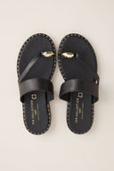 Toe Ring Sandals Studded Sole - Black Matte-Toe Ring Sandals Studded Sole - Black Matte