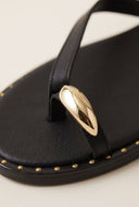 Toe Ring Sandals Studded Sole - Black Matte-Toe Ring Sandals Studded Sole - Black Matte