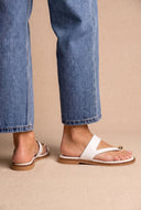 Toe Ring Sandals Studded Sole - White Matte-Toe Ring Sandals Studded Sole - White Matte