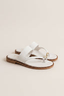 Toe Ring Sandals Studded Sole - White Matte-Toe Ring Sandals Studded Sole - White Matte