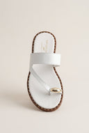 Toe Ring Sandals Studded Sole - White Matte-Toe Ring Sandals Studded Sole - White Matte