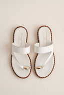 Toe Ring Sandals Studded Sole - White Matte-Toe Ring Sandals Studded Sole - White Matte