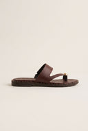 Toe Ring Sandals Studded Sole - Brown Matte-Toe Ring Sandals Studded Sole - Brown Matte