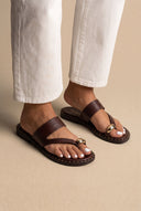 Toe Ring Sandals Studded Sole - Brown Matte-Toe Ring Sandals Studded Sole - Brown Matte