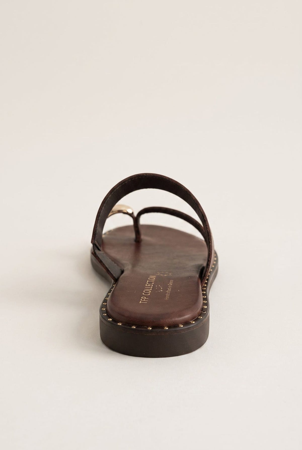 Toe Ring Sandals Studded Sole - Brown Matte-Toe Ring Sandals Studded Sole - Brown Matte