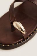 Toe Ring Sandals Studded Sole - Brown Matte-Toe Ring Sandals Studded Sole - Brown Matte