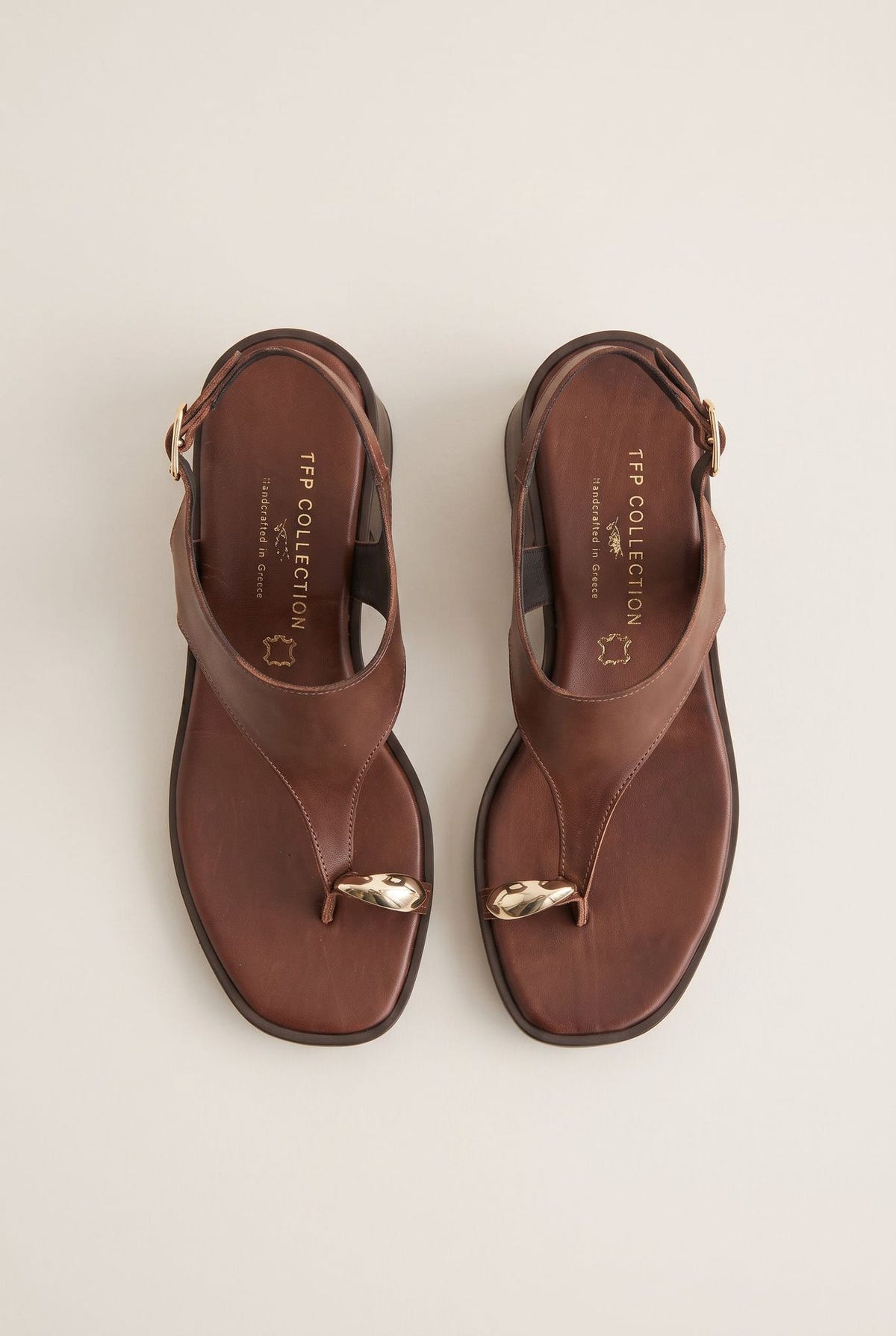 Block Heel Toe Ring Sandals T-Strap - Brown Matte-Block Heel Toe Ring Sandals T-Strap - Brown Matte