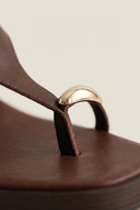 Block Heel Toe Ring Sandals T-Strap - Brown Matte-Block Heel Toe Ring Sandals T-Strap - Brown Matte