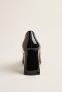 Block Heel Pumps Square Toe - Black Patent