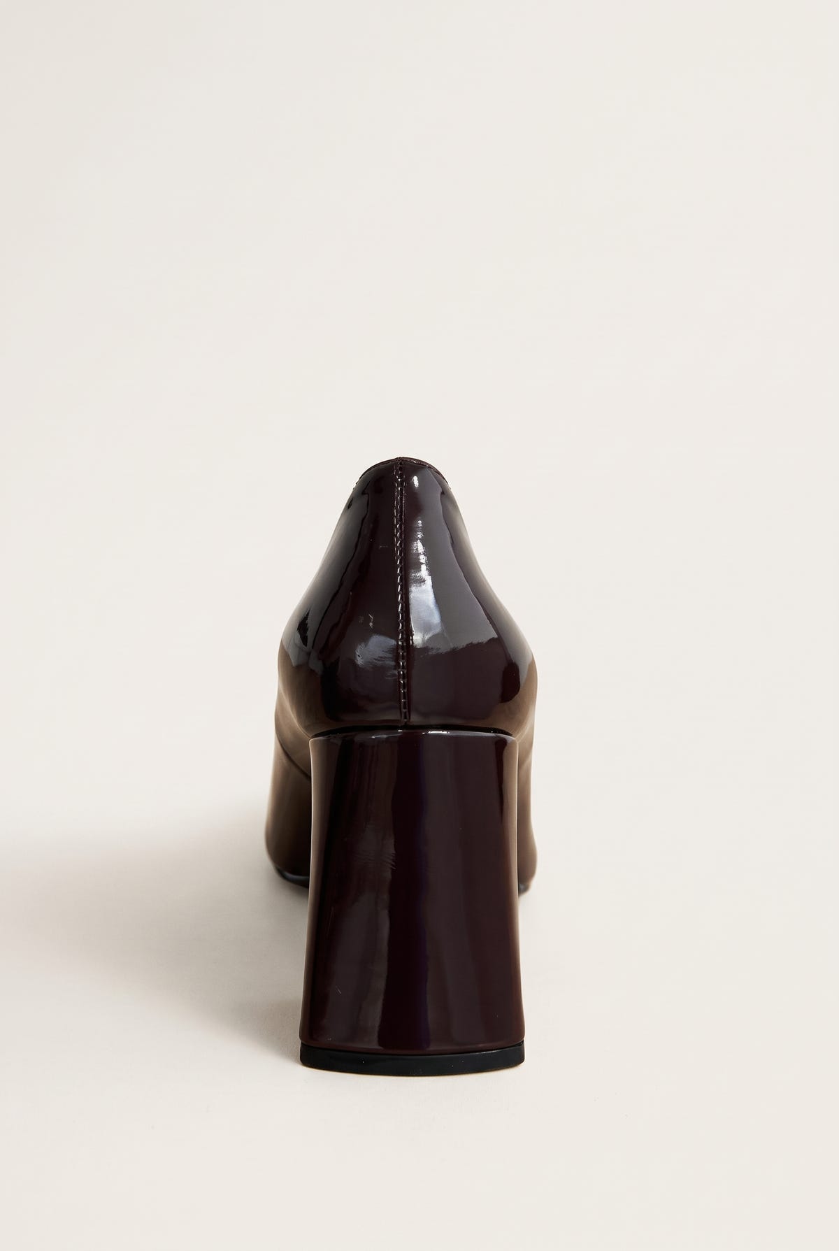 Block Heel Pumps Square Toe - Brown Patent