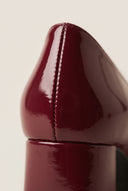 Block Heel Pumps Square Toe - Bordeaux Patent
