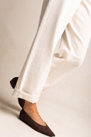 Pointed Toe Ballet Flats - Brown Suede