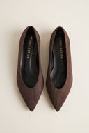 Pointed Toe Ballet Flats - Brown Suede