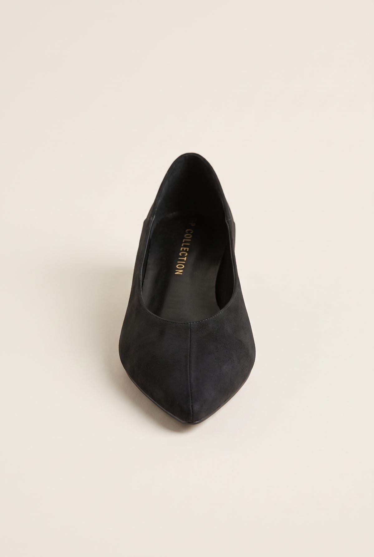 Pointed Toe Ballet Flats - Black Suede