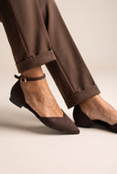 Ballet Flats Pointed Toe - Brown Suede