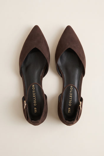 Ballet Flats Pointed Toe - Brown Suede