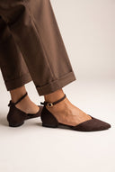 Ballet Flats Pointed Toe - Brown Suede