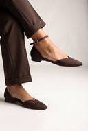 Ballet Flats Pointed Toe - Brown Suede